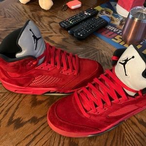 Air Jordan red suede 5